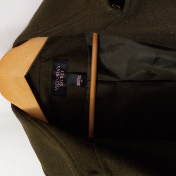 VICTORIA'S SECRET Wool Blend Pea Coat Olive Sz 8 Double Breasted Pockets Lined - Picture 8 of 8